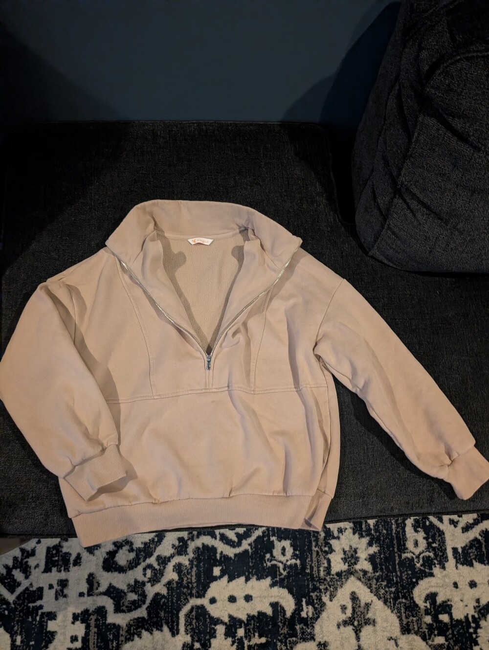 Women's Oversized Half Zip Sweatshirt - Picture 2 of 3